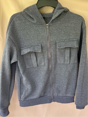 Kids Grey Hooded Zip-Up Jacket